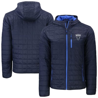  Howard Bison Cutter & Buck Rainier Eco PrimaLoft Hooded Full-Zip Jacket - Navy